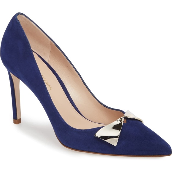 STUART WEITZMAN Stanton 90 Pump, Sapphire Suede - Picture 1 of 8